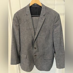 J. Crew ludlow chambray denim/cotton suit 38S 32/30 pants slim fit